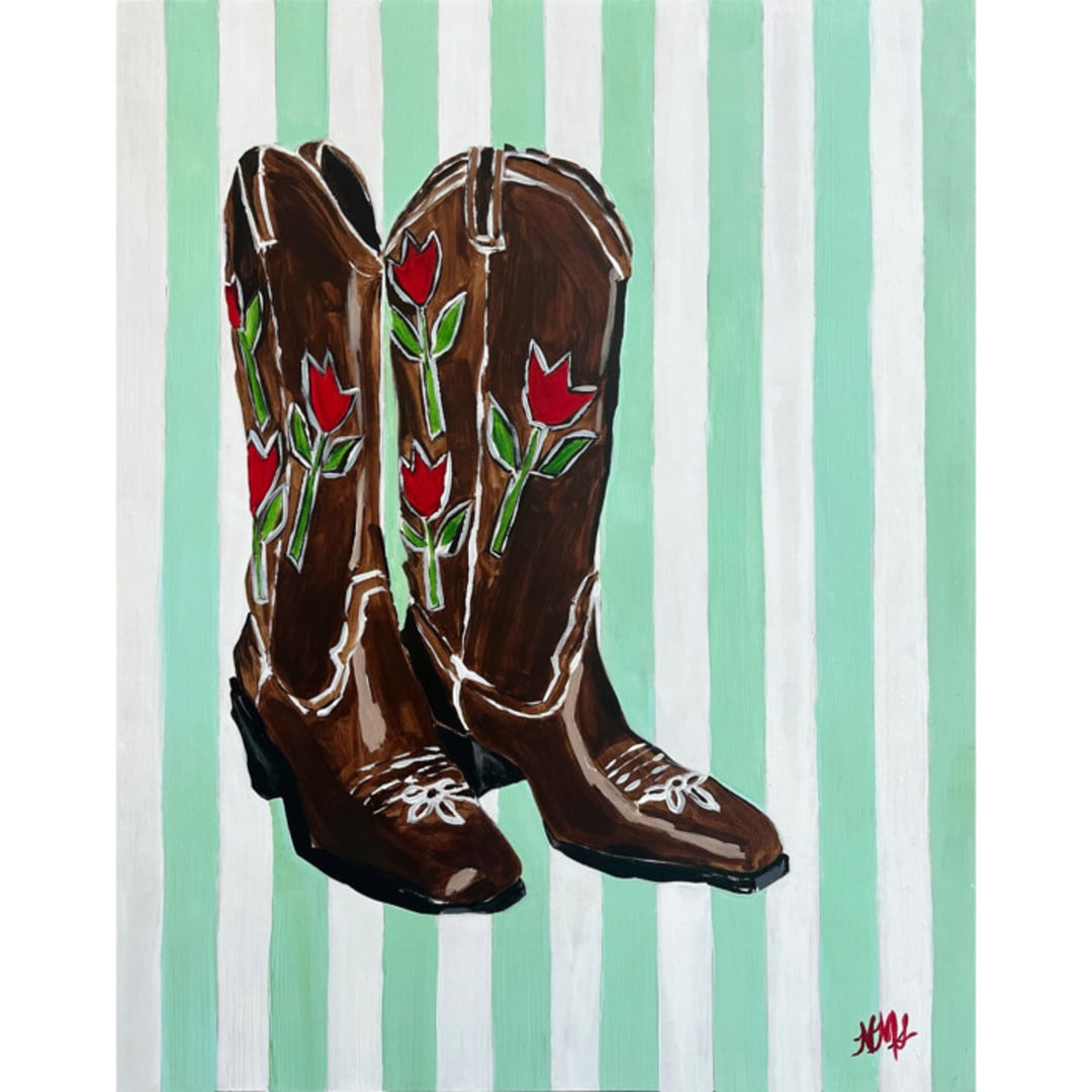 "Tulips Boots" - Original Painting in multicolorassorted-colors by Nicole Simms