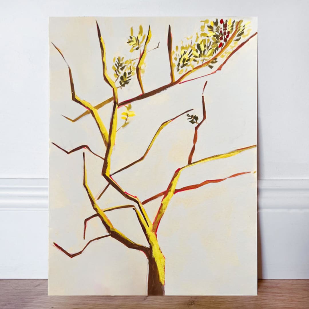 "Autumn Light Original Gouache art" - Original Painting in yellow by Lucrecia Caporale
