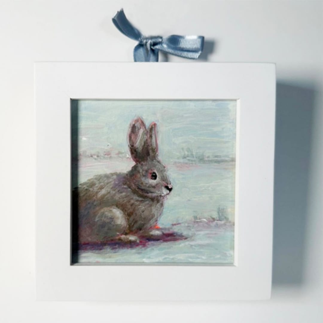 "Snow Bunny, Original Acrylic Painting" - Original Painting in multicolorassorted-colors by Carol C. Young