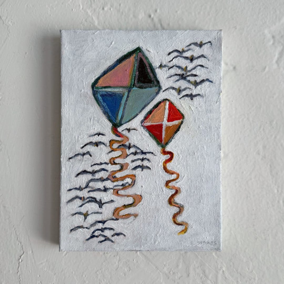 "Kites" - Original Painting in white by Elliot Stokes