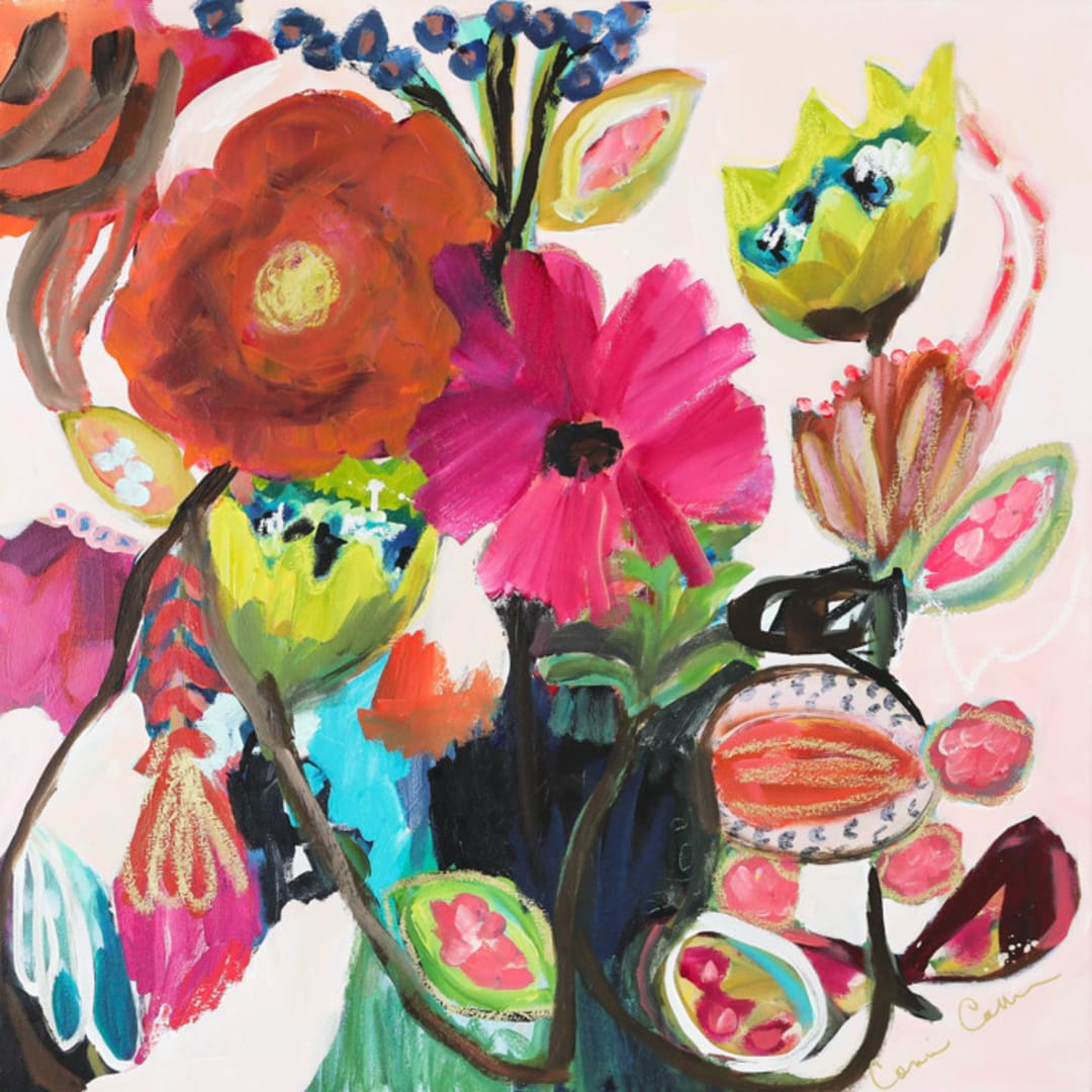 "Woodsy Fleur" - Original Painting in multicolorassorted-colors by CONNIE COLLUM