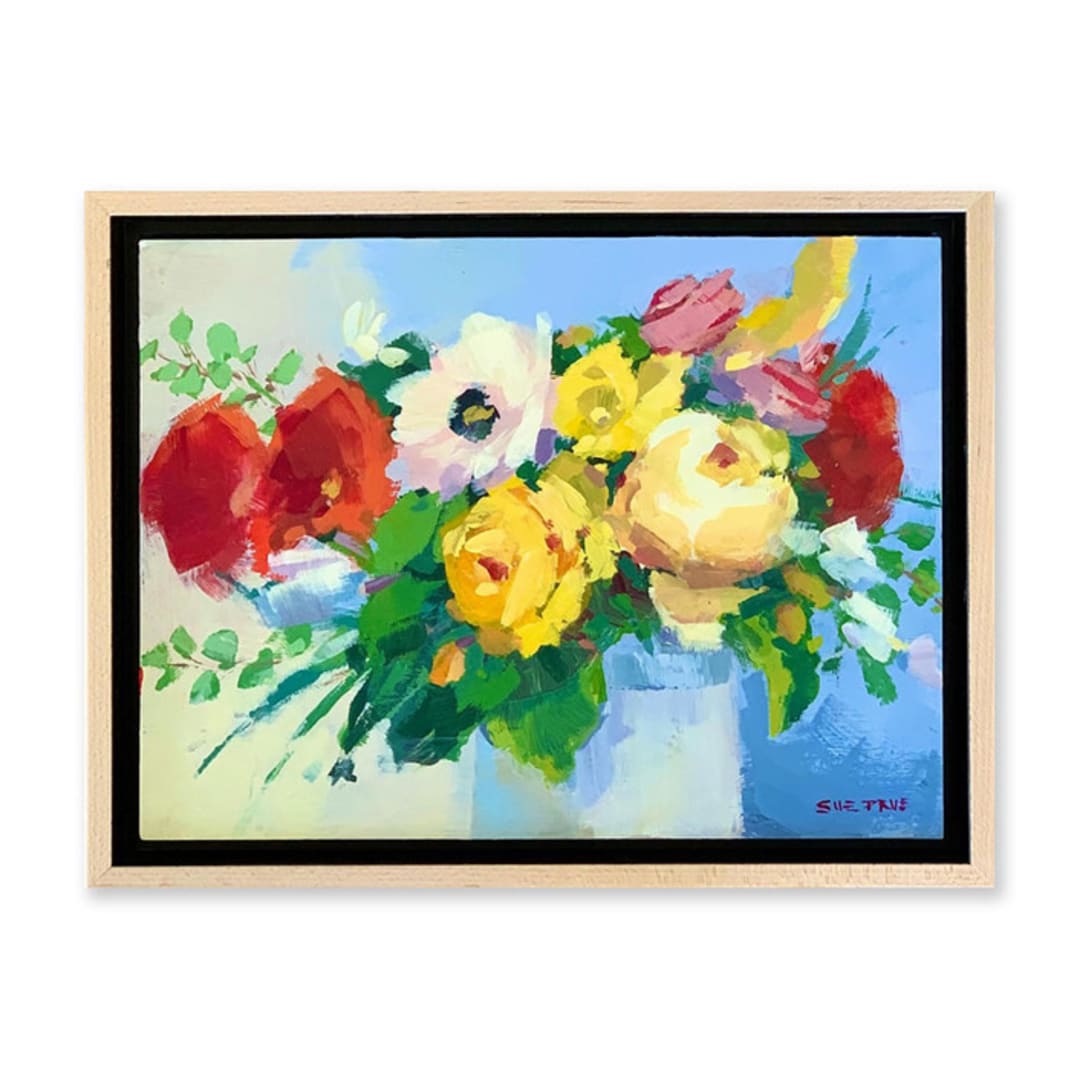 "May Bouquet" - Original Painting in yellow by sue prue