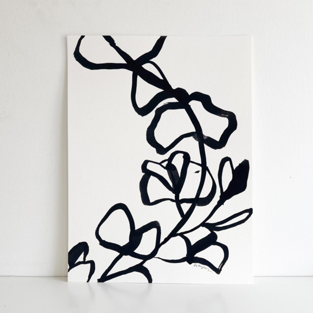 "Eucalyptus" - Original Painting in black by Mary Gaspar