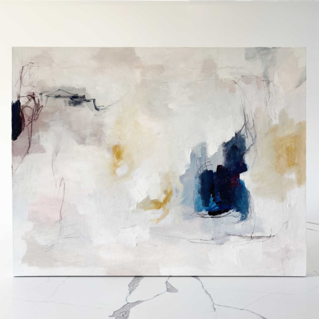 "By Chance Original Oil Painting" - Original Painting in white by Nicoletta Savod