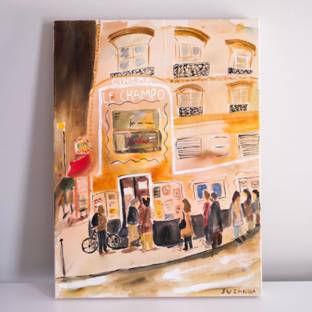 "Waiting in Line at the Cinema" - Original Painting in multicolorassorted-colors by Suzanna Toole