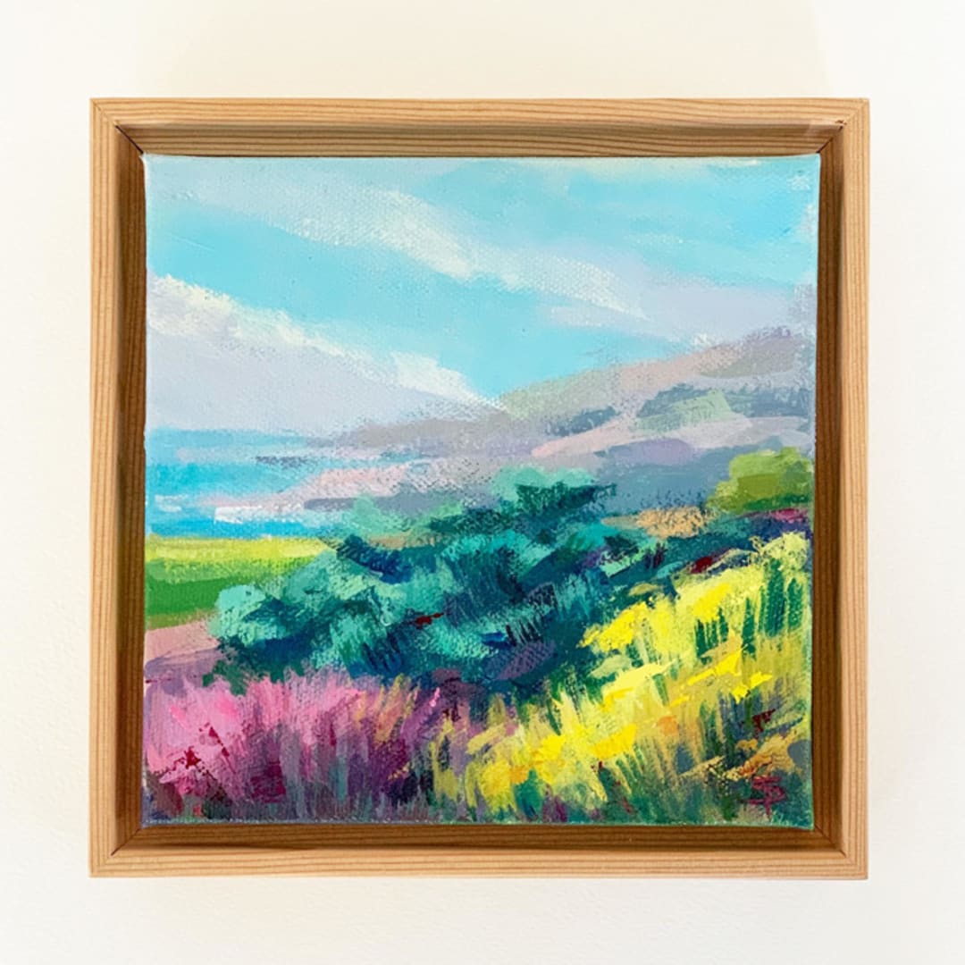 "Timber Cove Rain Break" - Original Painting in blue by sue prue