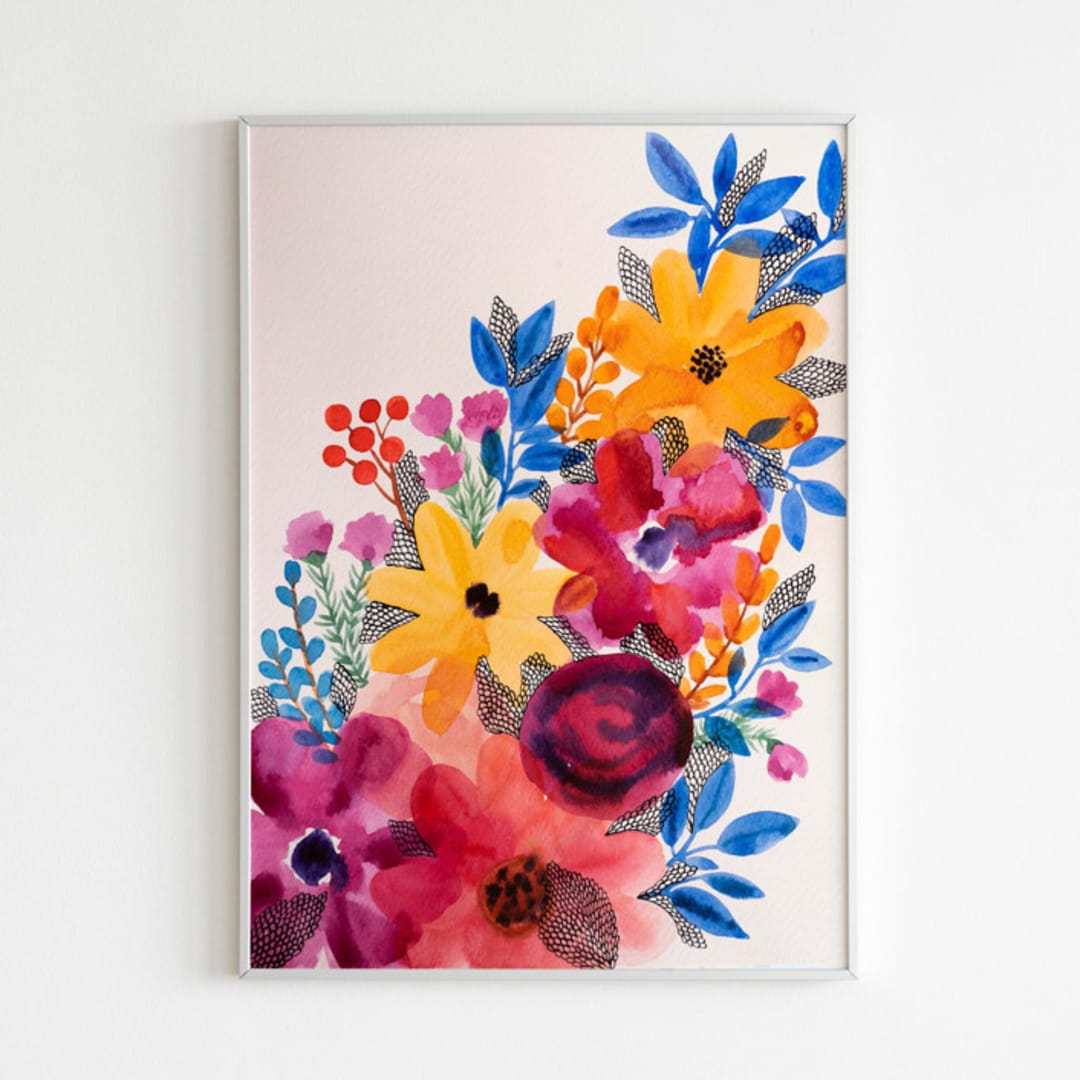 "Bright bloom painting" - Original Painting in multicolorassorted-colors by Alexandra Dzh
