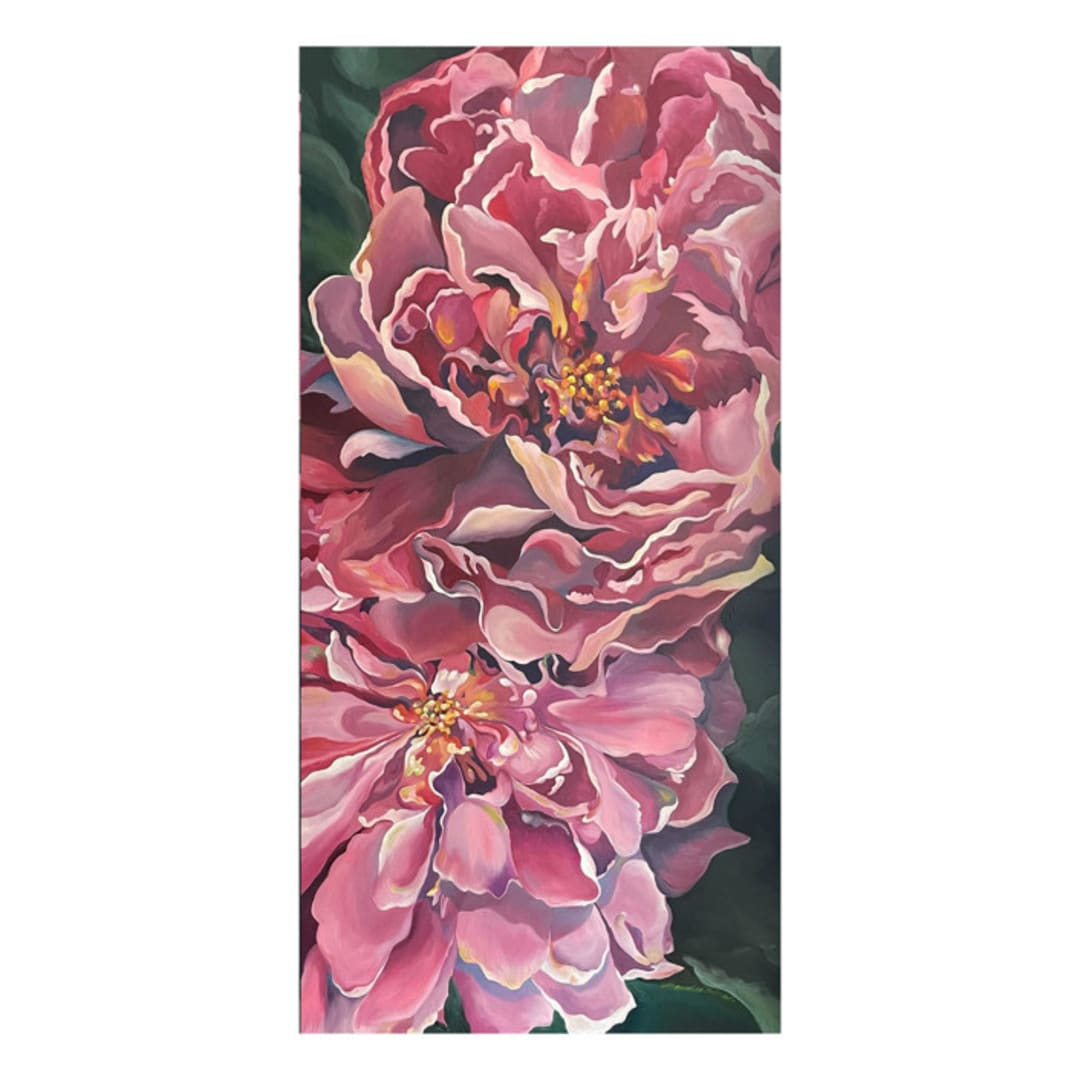 "Double Trouble in Pink" - Original Painting in pink by Mandy Trimble Leonard