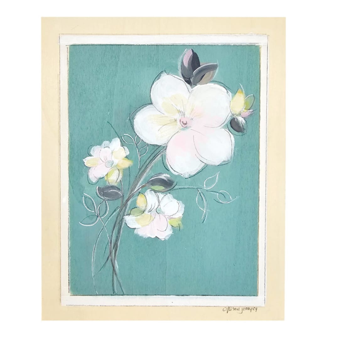 "Flower 1" - Original Painting in white by AlisonJerry