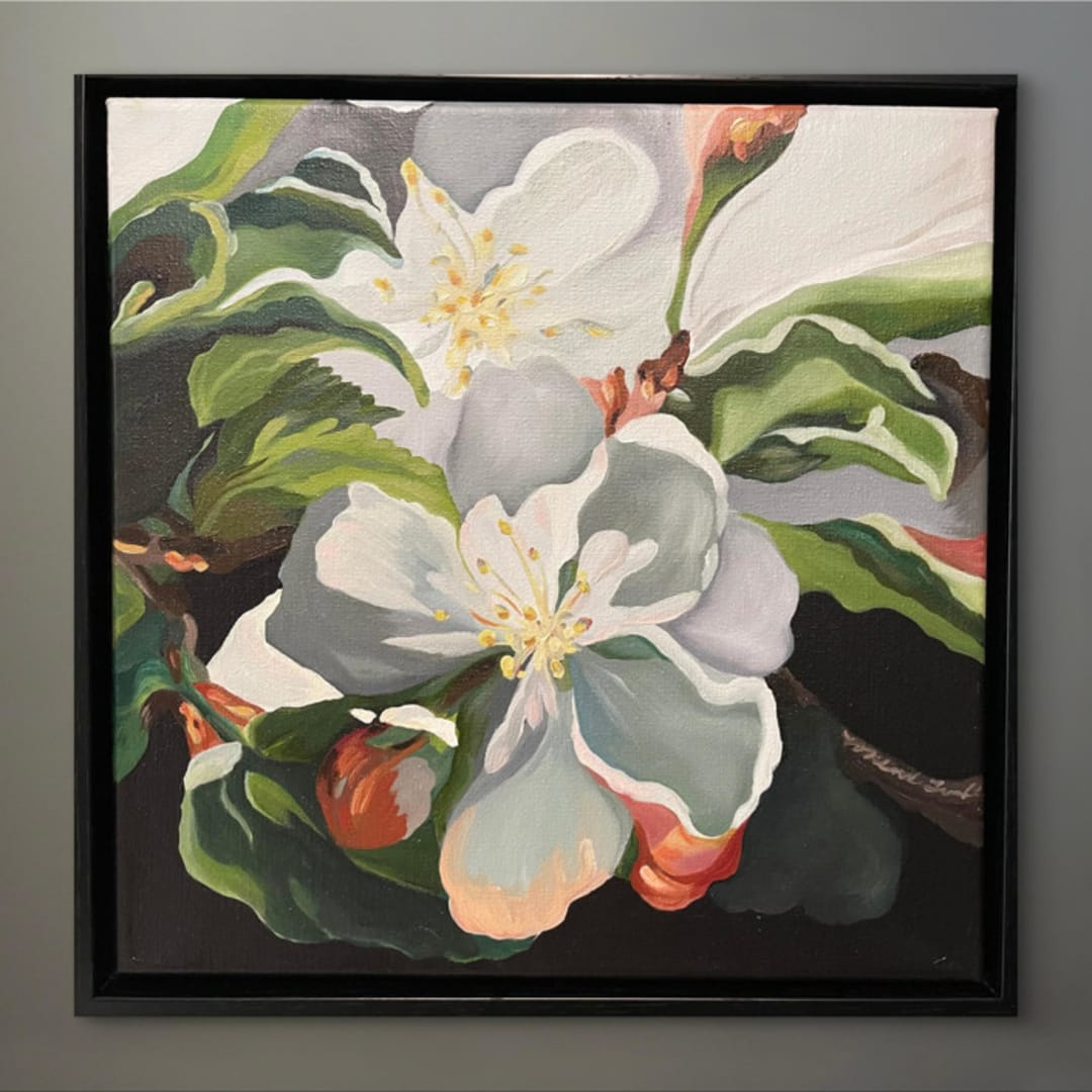 "Harvest Bloom" - Original Painting in white by Mandy Trimble Leonard