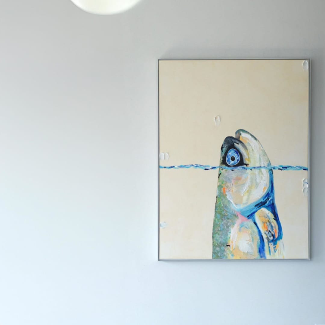 "Catch Me If You Can" - Original Painting in beige by Kathryn Kelly