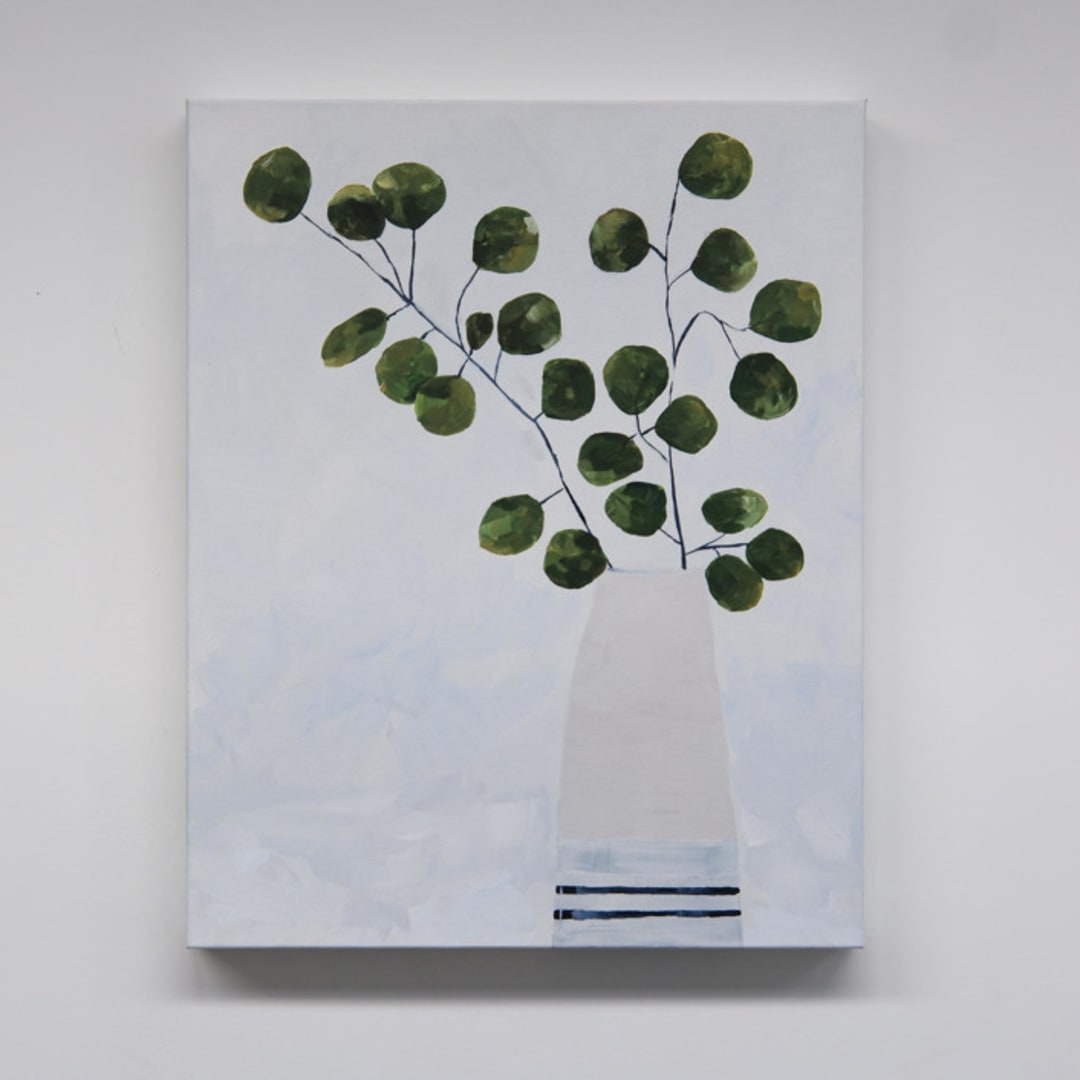"Eucalyptus in Vase" - Original Painting in multicolor by Monica Loos