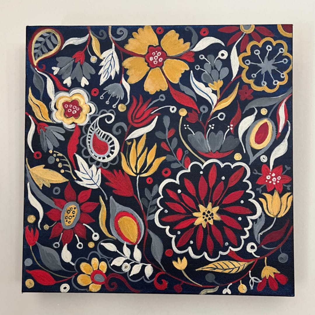 "Fall Meadow" - Original Painting in blue by Devika Keskar