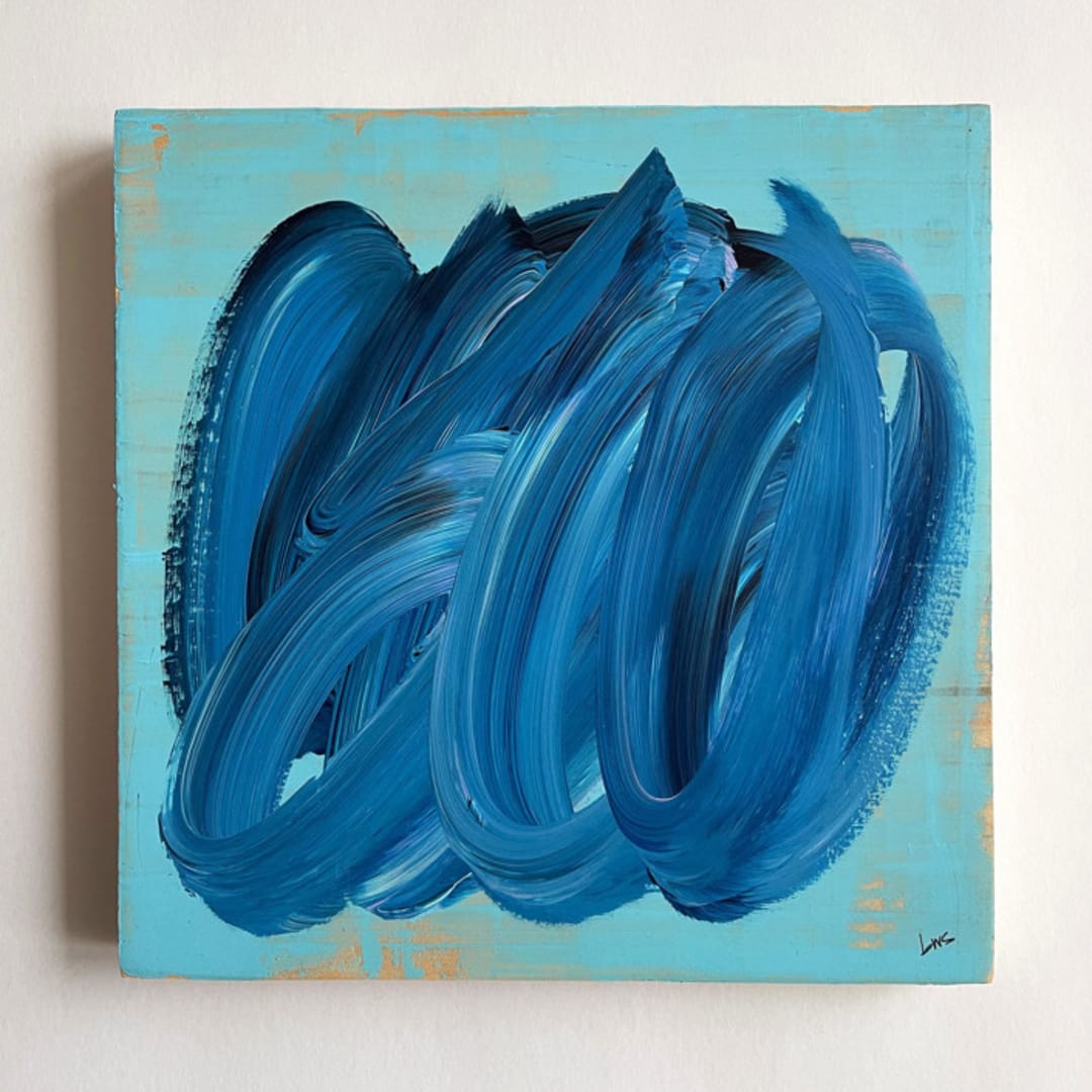 "la mare" - Original Painting in blue by bari wieselman schulman