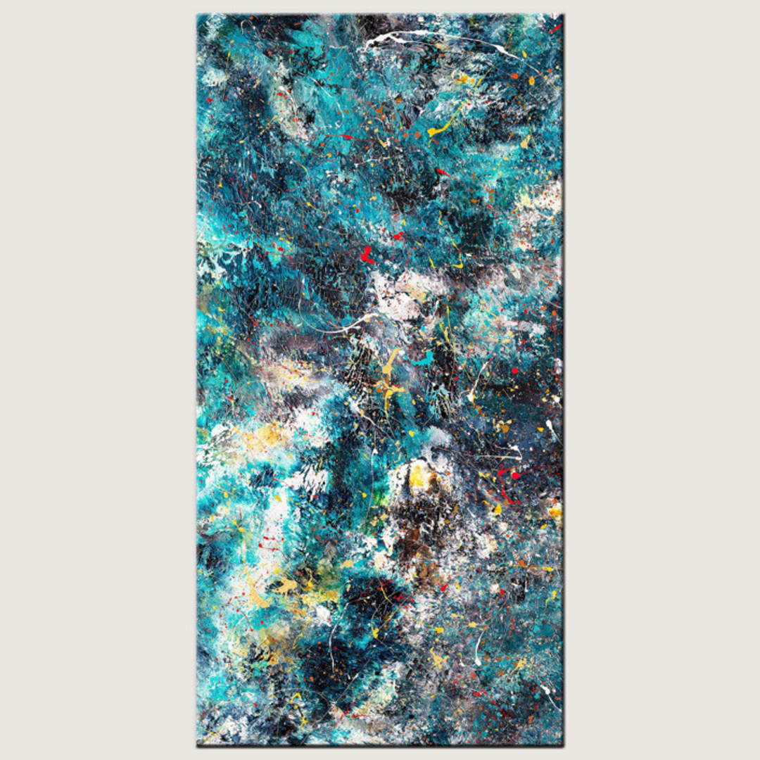 "Cosmos | Painting on Canvas | Hang Vertically or Horizontally" - Original Painting in blue by Carmen Guedez