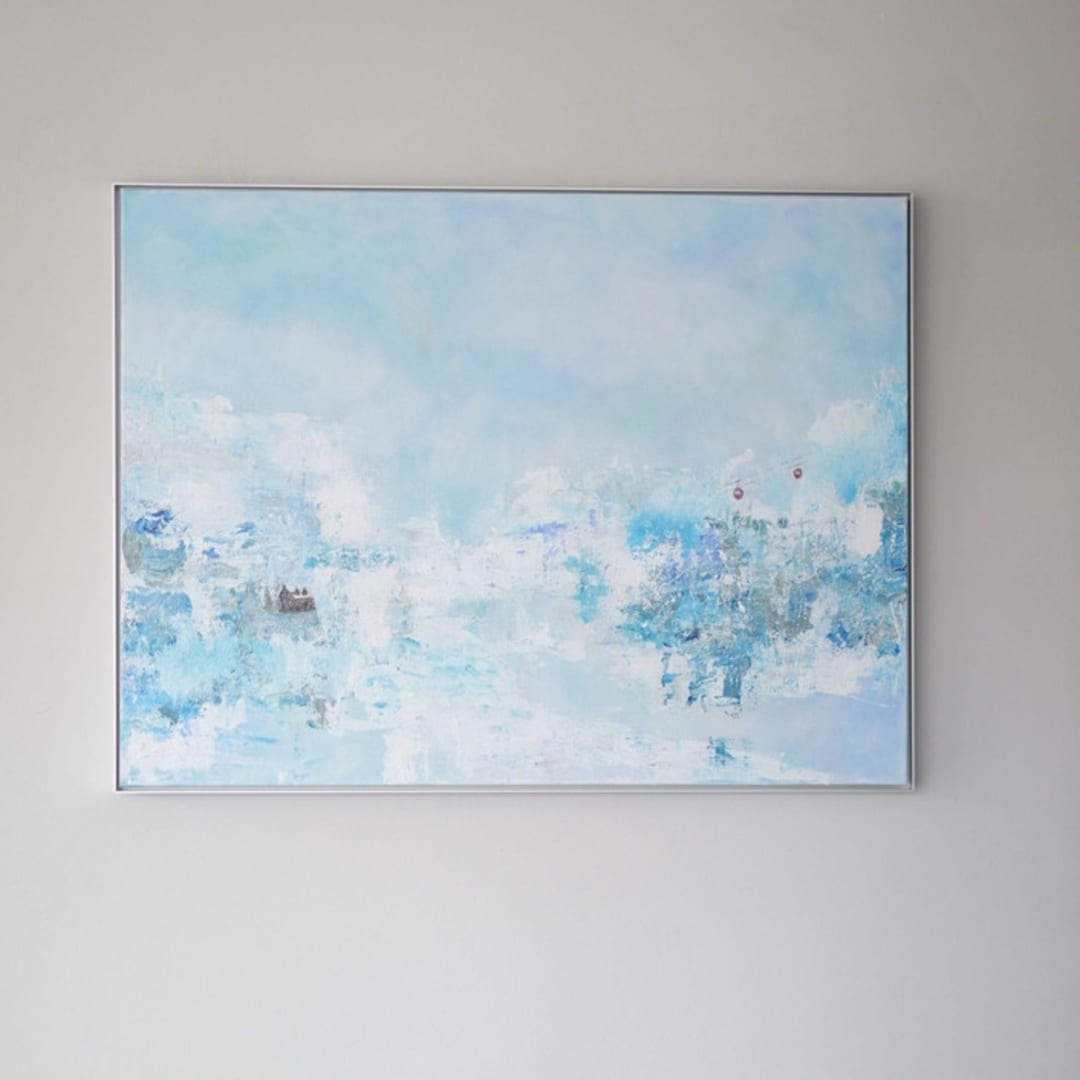 "Lookout Cabin" - Original Painting in blue by Kathryn Kelly