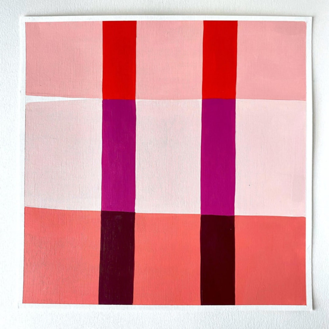 "Poppy Stripes Original Artwork" - Original Painting in multicolor by Katie Craig