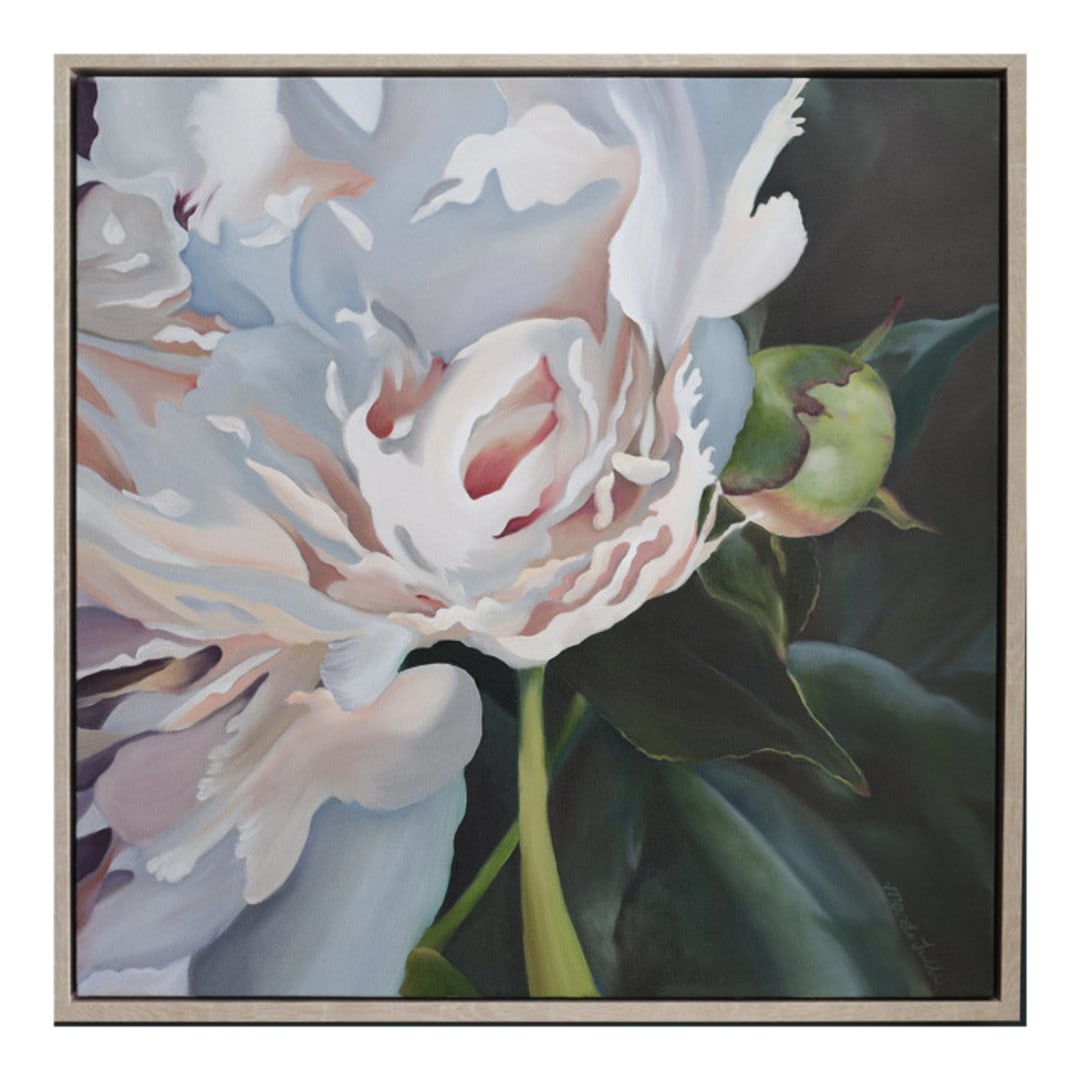 "Peach Peony Reverie" - Original Painting in pink by Mandy Trimble Leonard