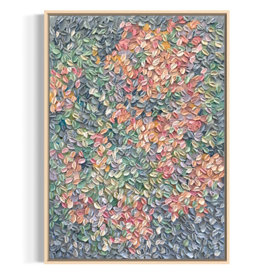 "Light Between Petals (30x40) - Unframed Original Painting" - Original Painting in blue by Sarah Mankin