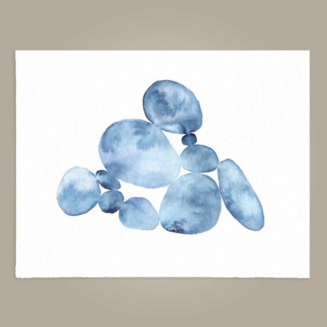 "Indigo Water Stones 01" - Original Painting in blue by Danushka Abeygoda