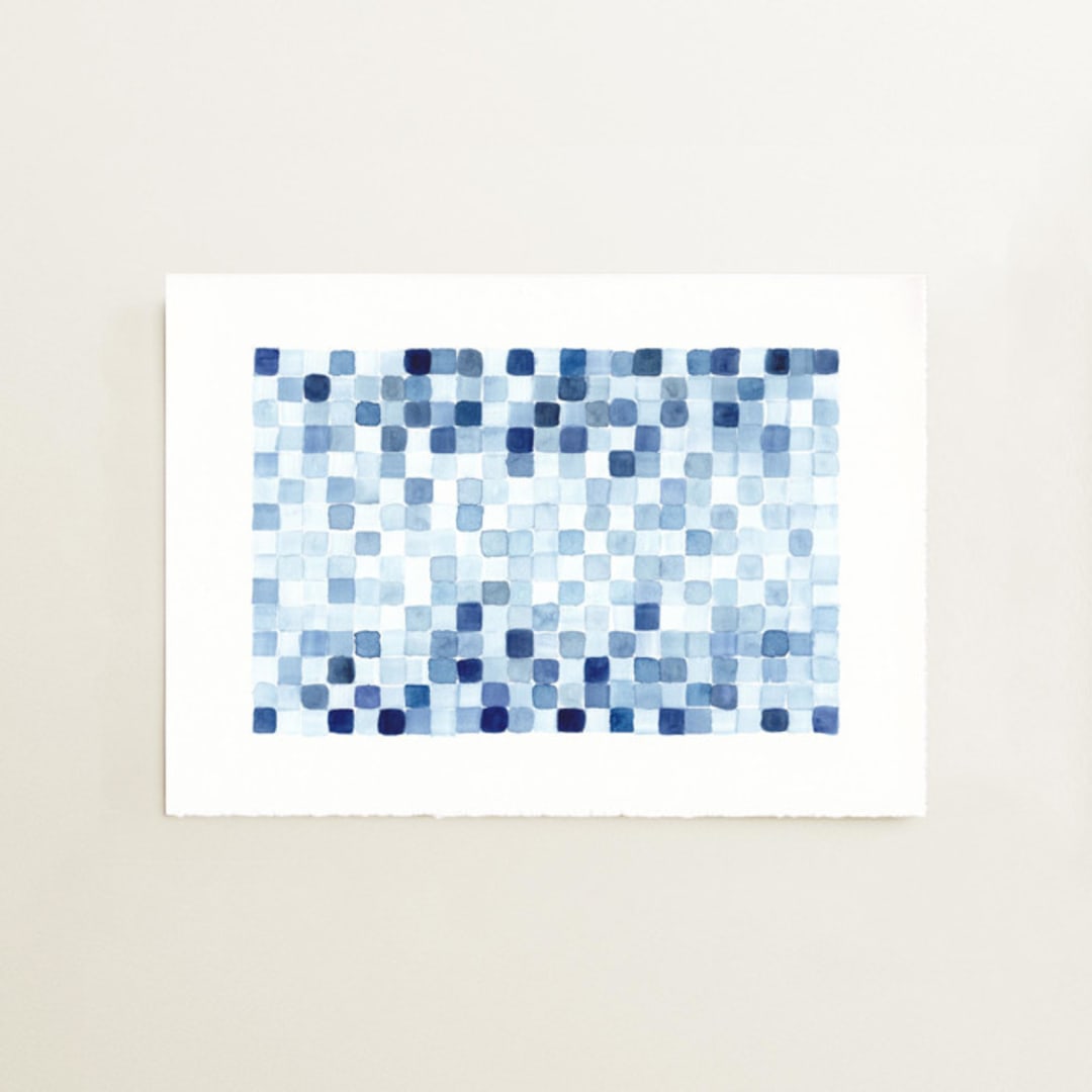 "Indigo Water Woven 02" - Original Painting in blue by Danushka Abeygoda