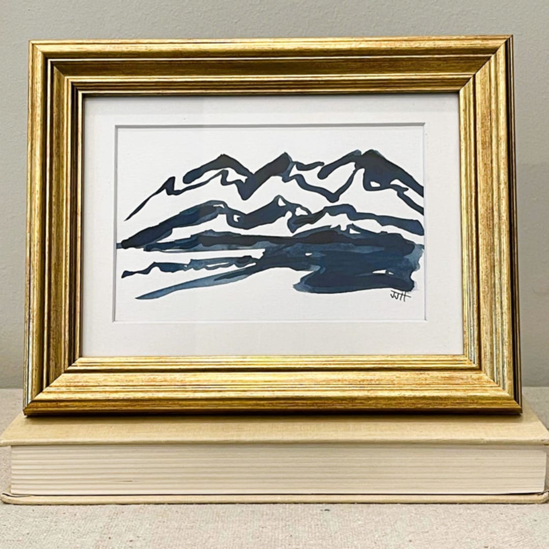 "Reverant Attention to the Landscape" - Original Painting in blue by Golden Lines and Silver Linings