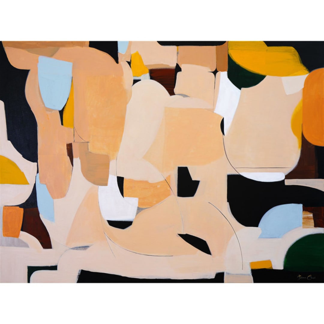 "Serendipity in Flow" - Original Painting in beige by Shina Choi