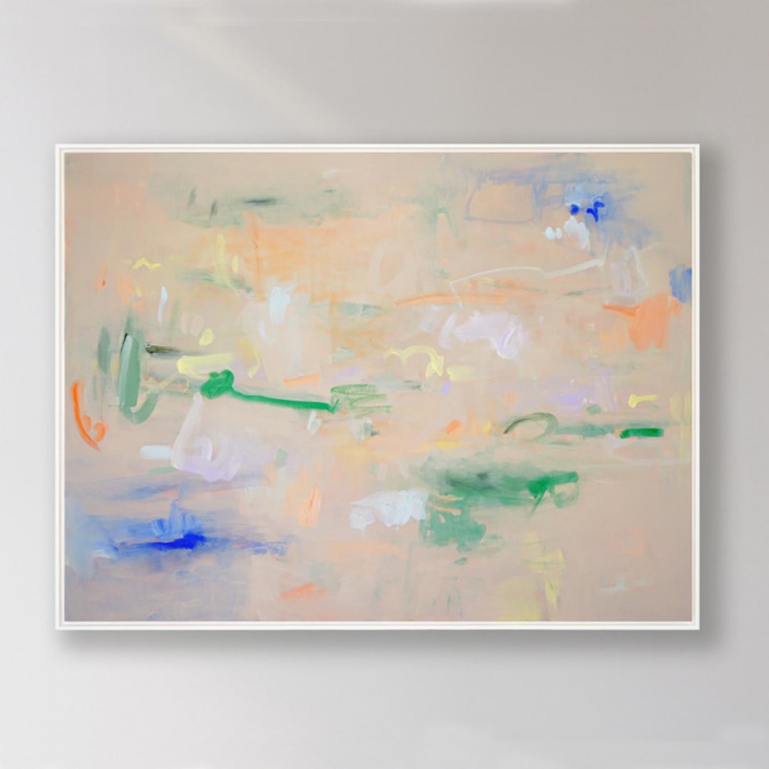 "Sunlit Blossoms Meadow no.2" - Original Painting in orange by Shina Choi