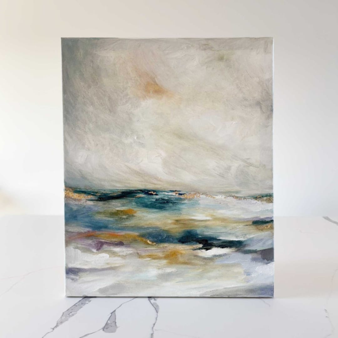 "Le Eclat I Original Oil Painting" - Original Painting in blue by Nicoletta Savod