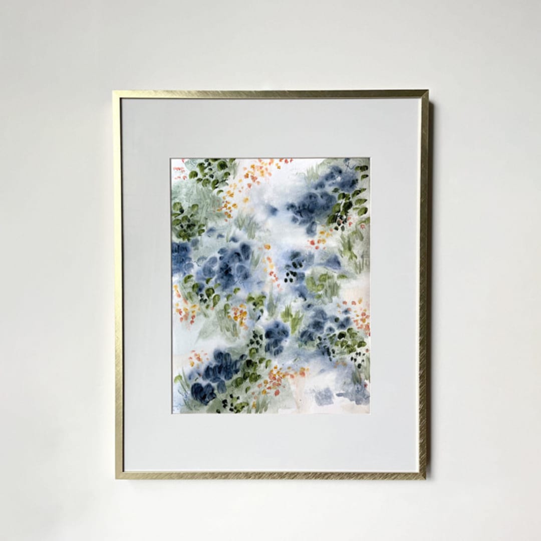 "Meadow Blooms framed original painting" - Original Painting in multicolor by Holly Whitcomb