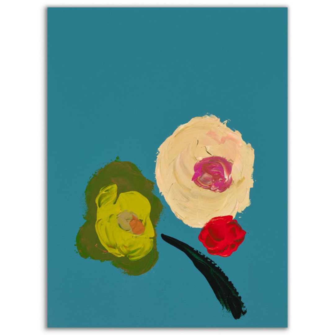 "Mini Painting Botanical Turquoise" - Original Painting in multicolorassorted-colors by Caryn Owen