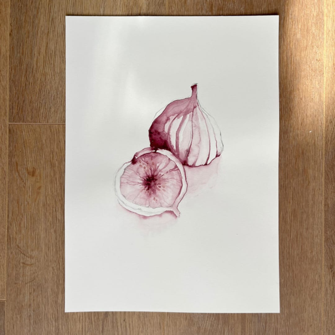 "Purple Figs Fruit 03" - Original Painting in purple by Angele Kamp