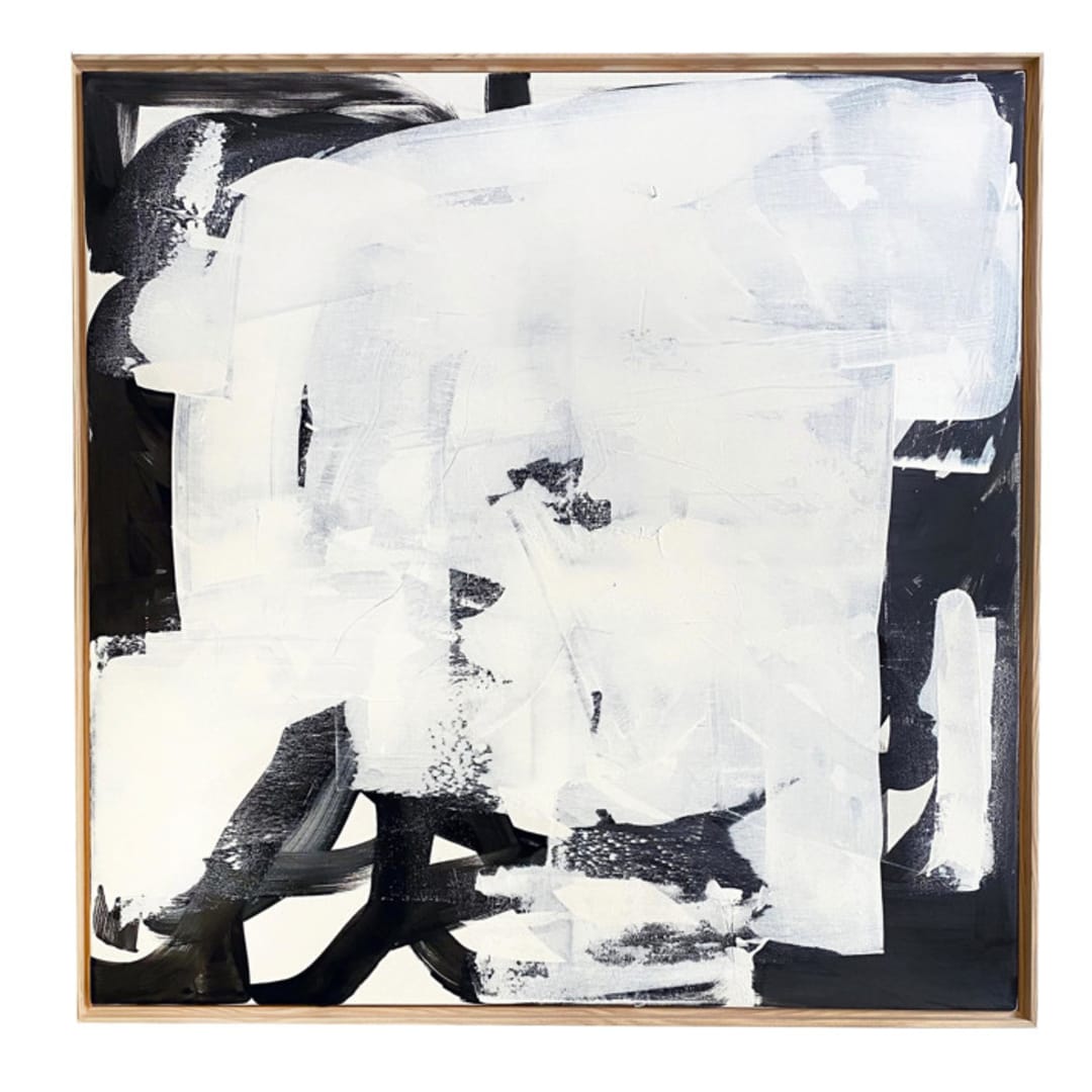 "Black and White Square" - Original Painting in black by Jessalin Beutler