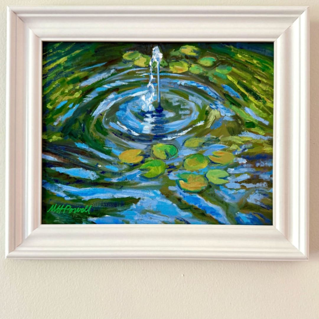 ""Ripples", Original, Framed Oil Painting" - Original Painting in blue by Mary Hills Powell