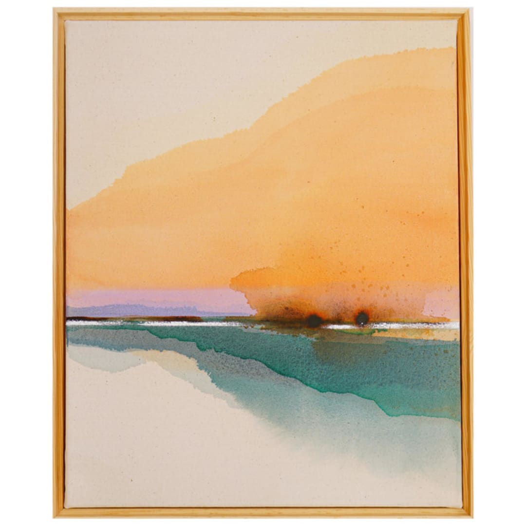 "Orange Sunset Scenery no.2" - Original Painting in orange by Shina Choi