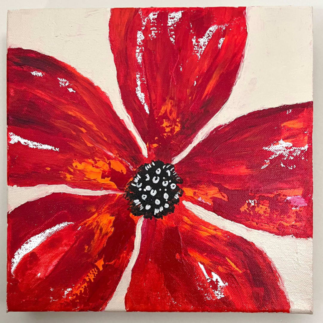 "Red Poppy" - Original Painting in red by Devika Keskar