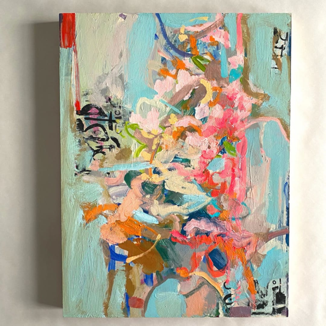 "Balanced Descension II" - Original Painting in blue by Carol Barber