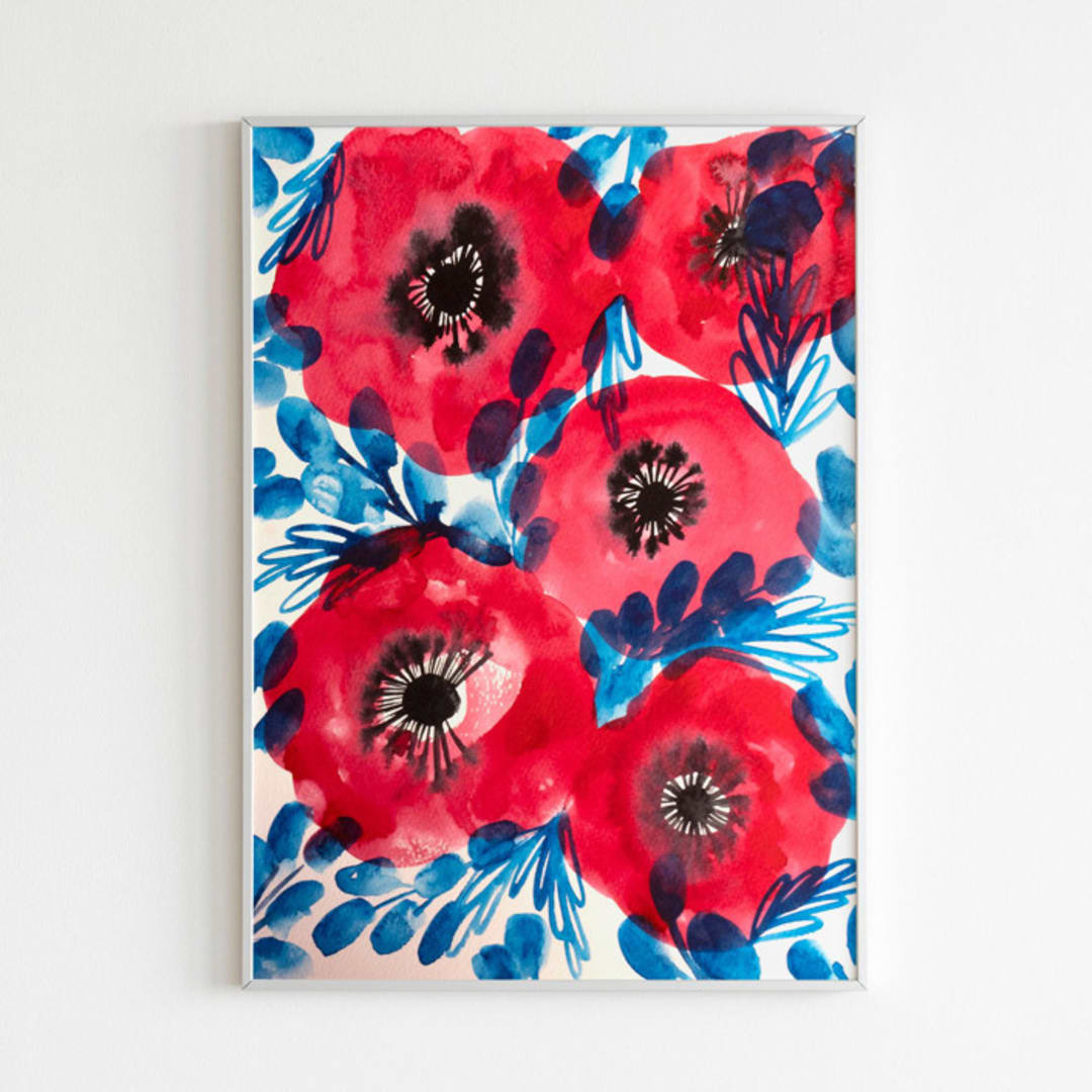 "Summer poppies painting" - Original Painting in multicolorassorted-colors by Alexandra Dzh