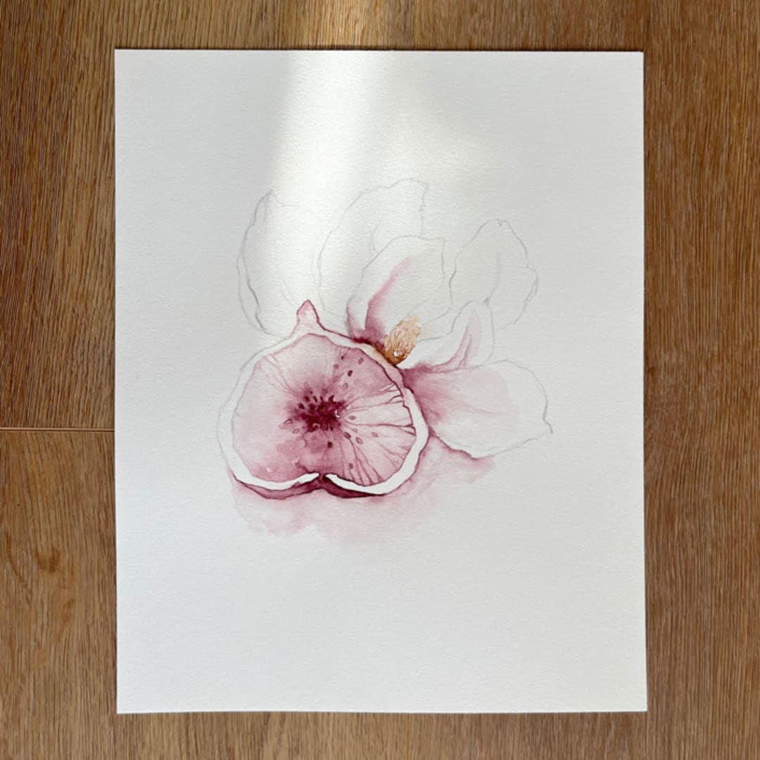 "Purple Figs Fruit 02" - Original Painting in purple by Angele Kamp