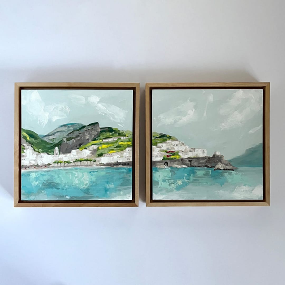 Amalfi Dreams framed oil diptych
