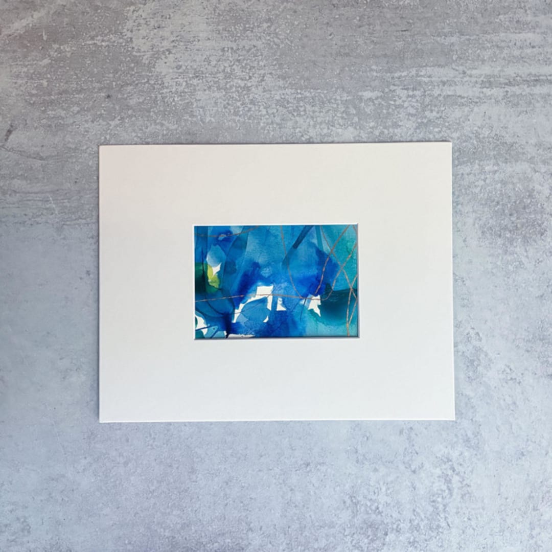 "Threads of Possibility no. 06" - Original Mixed Media in blue by Jocelyn Elizabeth