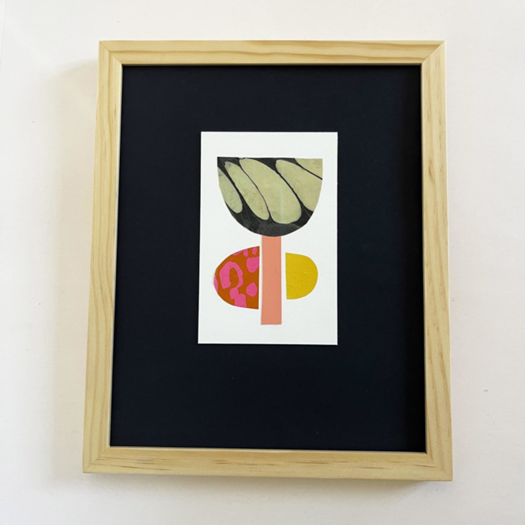 "Mod Tulip #3" - Original Mixed Media in pink by Morgan Kendall