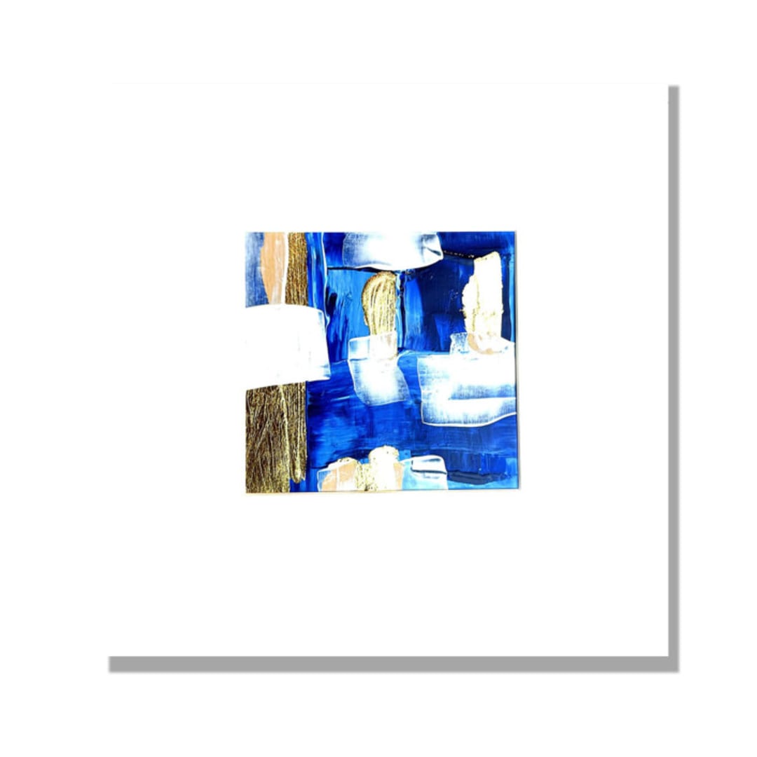 "Gold Foil Abstract Coastal Blue - Marine Abstract II" - Original Mixed Media in blue by Johanne Dziemian