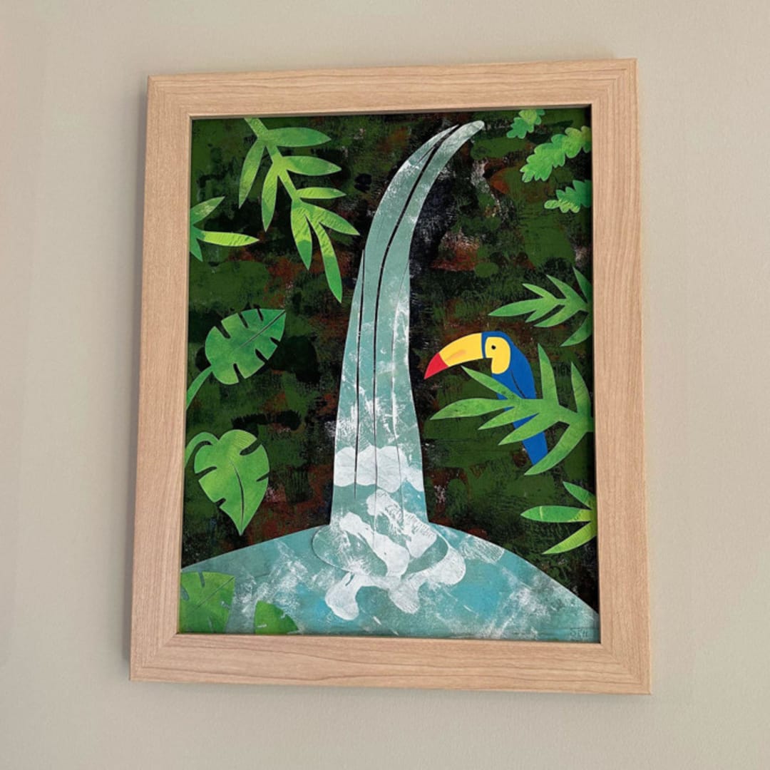 "Enchanted Cascade" - Original Mixed Media in blue by Summer Tali Hilty
