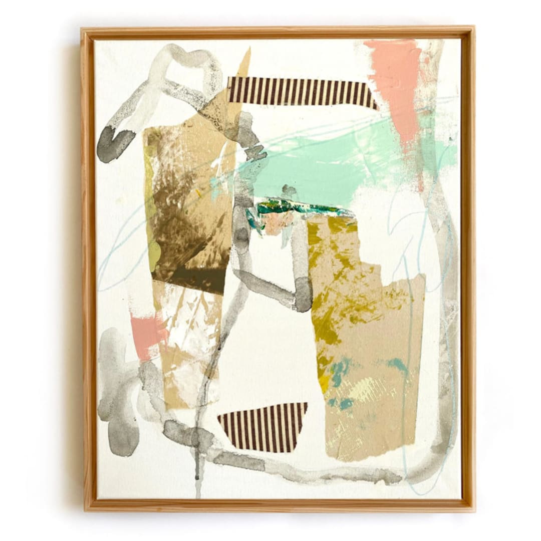 "Snail's Path" - Original Mixed Media in beige by Jessalin Beutler