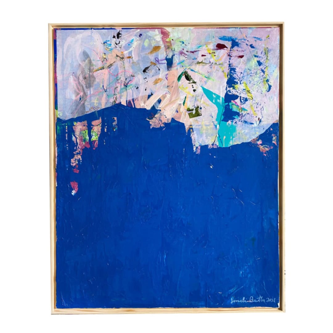 "Blue Horizon" - Original Mixed Media in blue by Jessalin Beutler