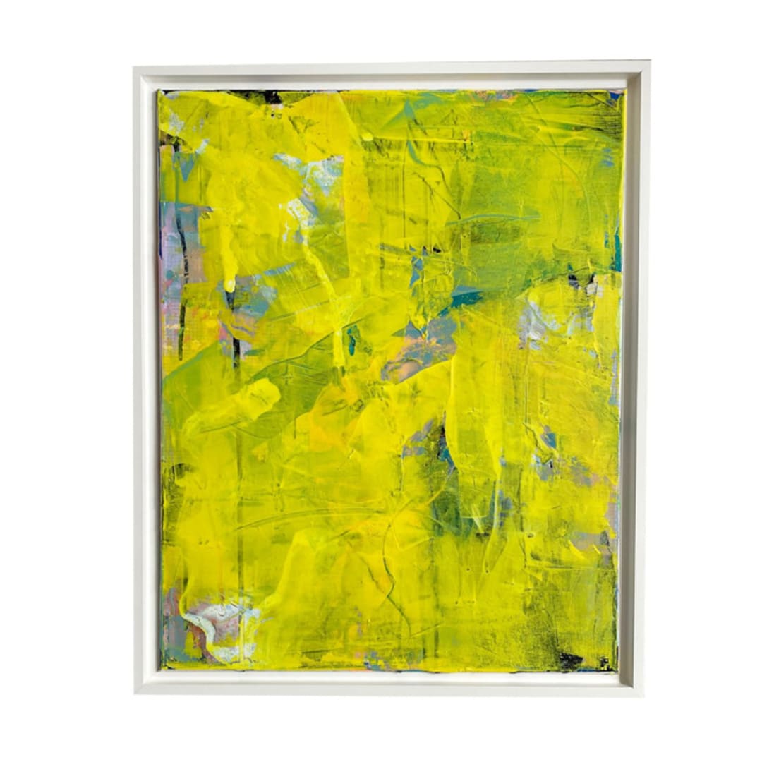"Sunshine Spit" - Original Mixed Media in yellow by Jessalin Beutler