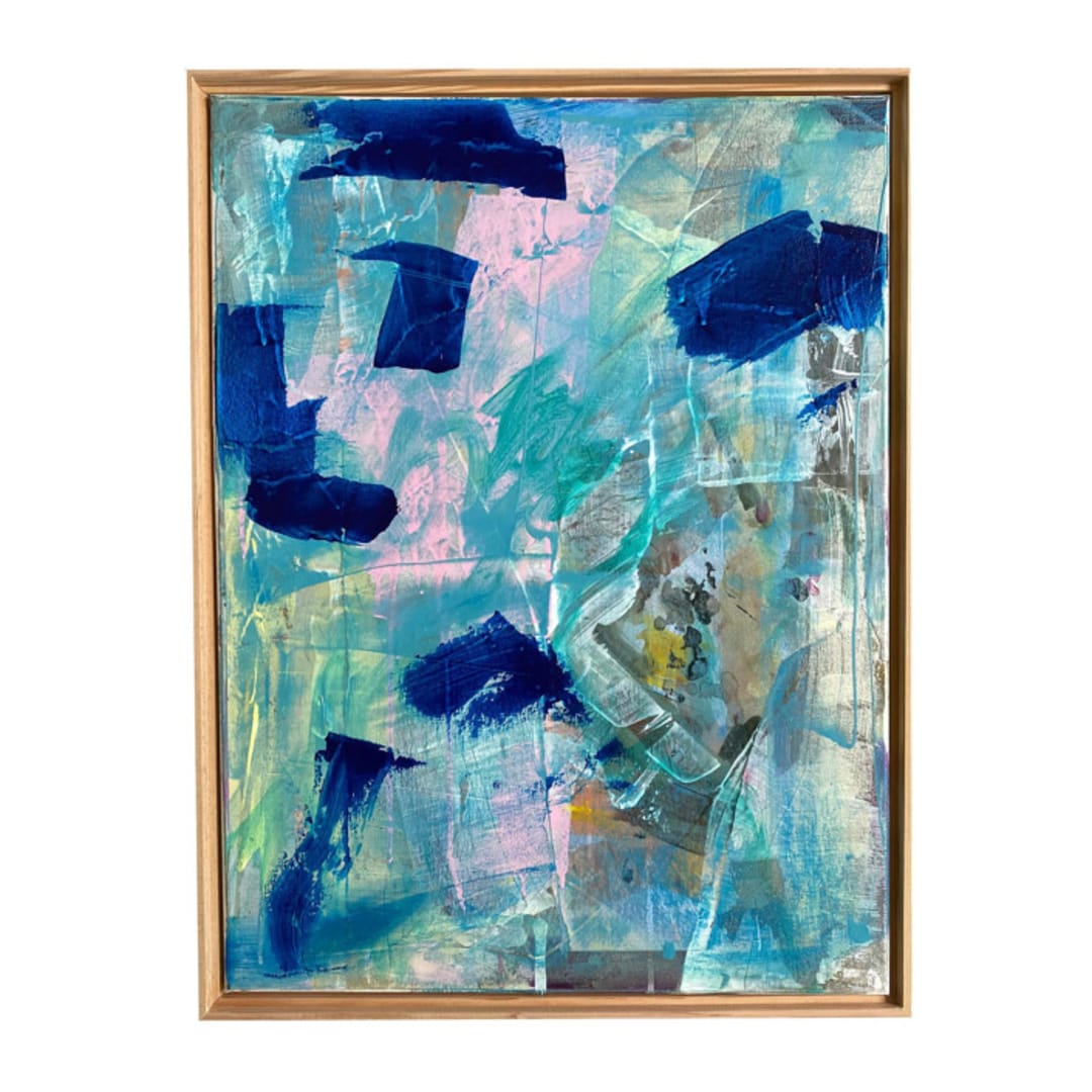 "Wind On The Water" - Original Mixed Media in blue by Jessalin Beutler