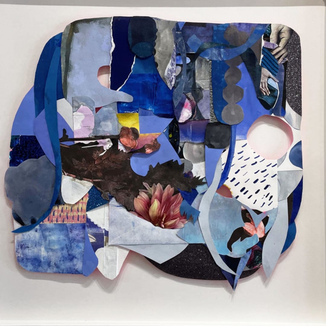 "Adventitious Six" - Original Mixed Media in blue by Erin McCluskey Wheeler