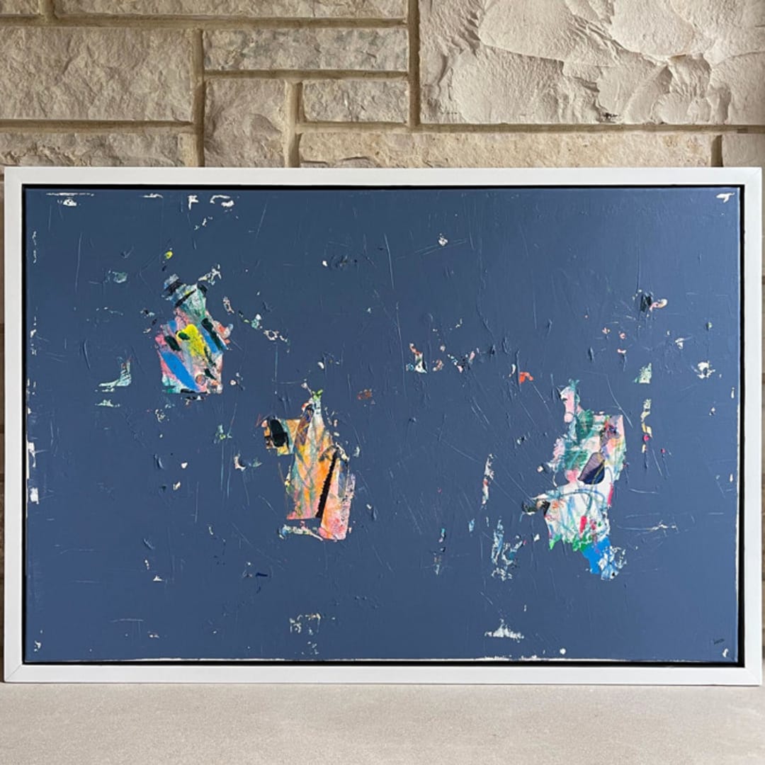 "a change of plans" - Original Mixed Media in multicolor by bari wieselman schulman